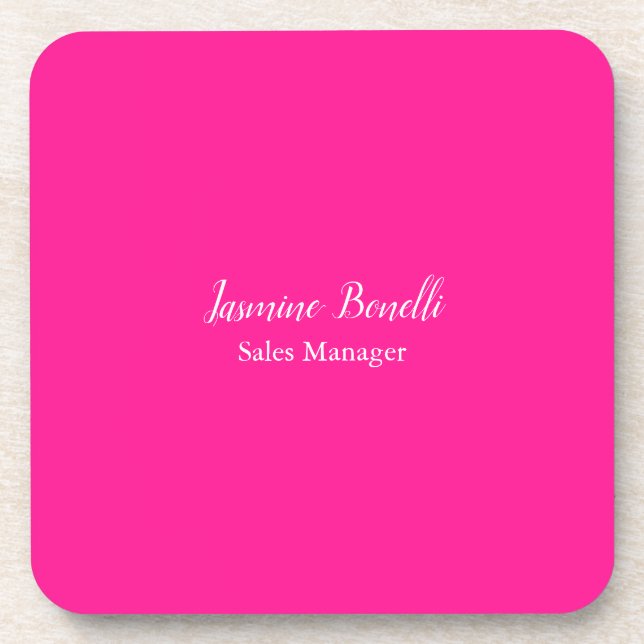 Professional Modern Minimalist Deep Pink Coaster (Front)
