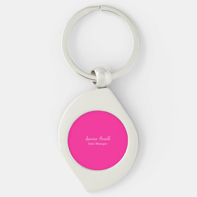 Professional Modern Minimalist Deep Pink Key Ring (Front)