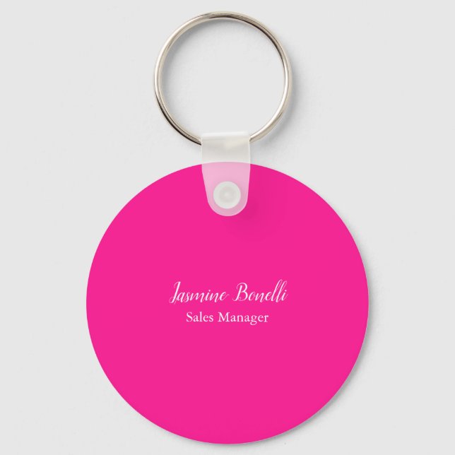 Professional Modern Minimalist Deep Pink Key Ring (Front)