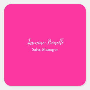 Professional Modern Minimalist Deep Pink Square Sticker