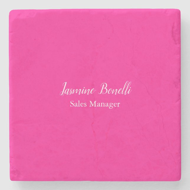 Professional Modern Minimalist Deep Pink Stone Coaster (Front)