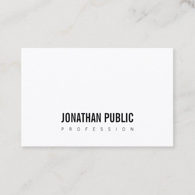 Professional Modern Minimalist Elegant BW Plain Business Card (Front)