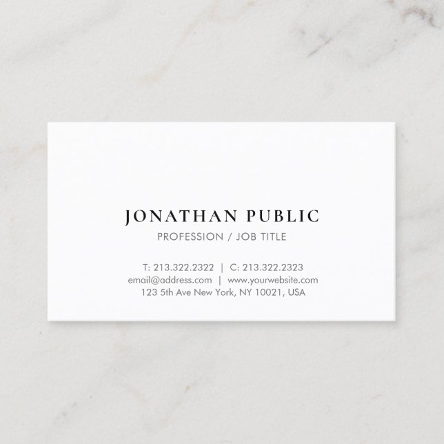 Professional Modern Minimalist Elegant Template Business Card (Front)