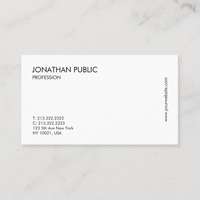 Professional Modern Minimalist Elegant White Clean Business Card (Front)