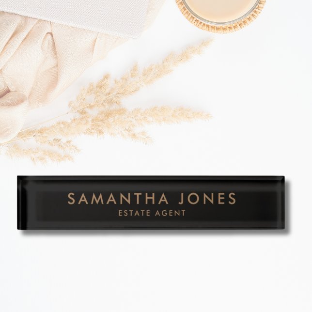 Professional Modern Minimalist Gold Black Custom Nameplate (Professional Modern Minimalist Gold Black Custom Nameplate
)