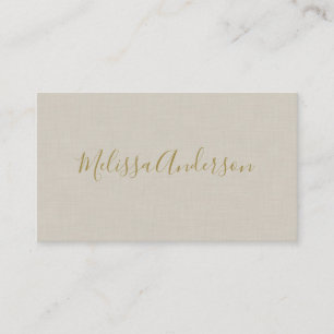 Professional Modern Minimalist Gold Linen Business Card
