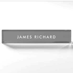 Professional Modern Minimalist Grey Office Desk Nameplate