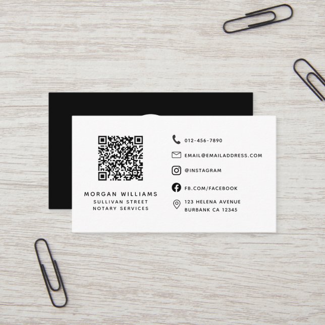 Professional Modern Minimalist Logo Qr Code Business Card (Front/Back In Situ)
