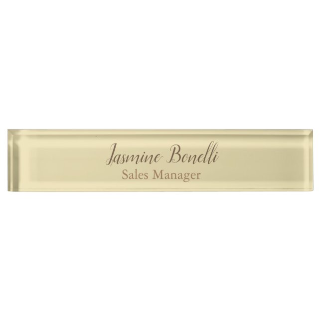 Professional Modern Minimalist Pastel Beige Colour Nameplate (Front)