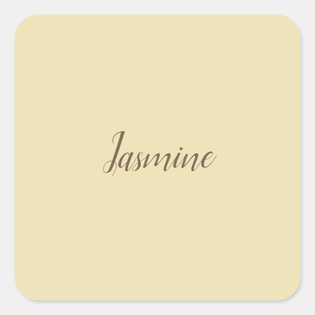 Professional Modern Minimalist Pastel Beige Colour Square Sticker (Front)