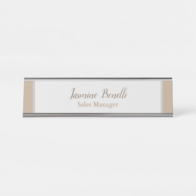 Professional Modern Minimalist Pastel Colours Desk Name Plate (Front)
