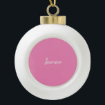 Professional Modern Minimalist Pink Ceramic Ball Christmas Ornament<br><div class="desc">You Can Easily Change the Fonts,  Background Image and Colour,  Letter Characters.</div>
