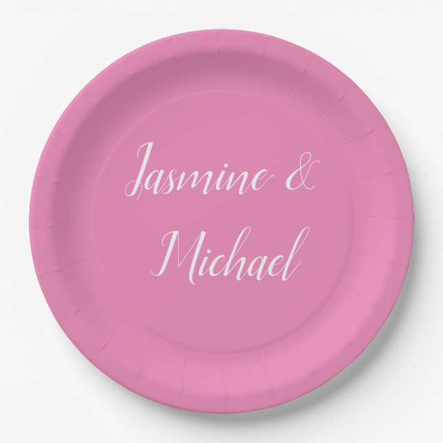 Professional Modern Minimalist Pink Colour Paper Plate (Front)