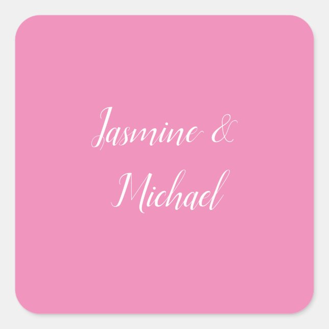 Professional Modern Minimalist Pink Colour Square Sticker (Front)