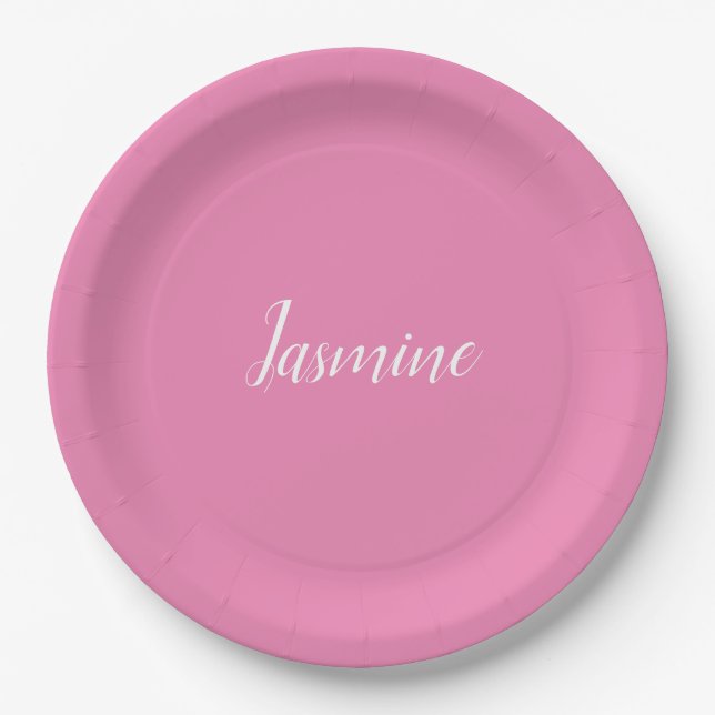 Professional Modern Minimalist Pink Paper Plate (Front)