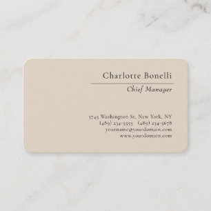 Professional Modern Minimalist Plain Almond Color Business Card