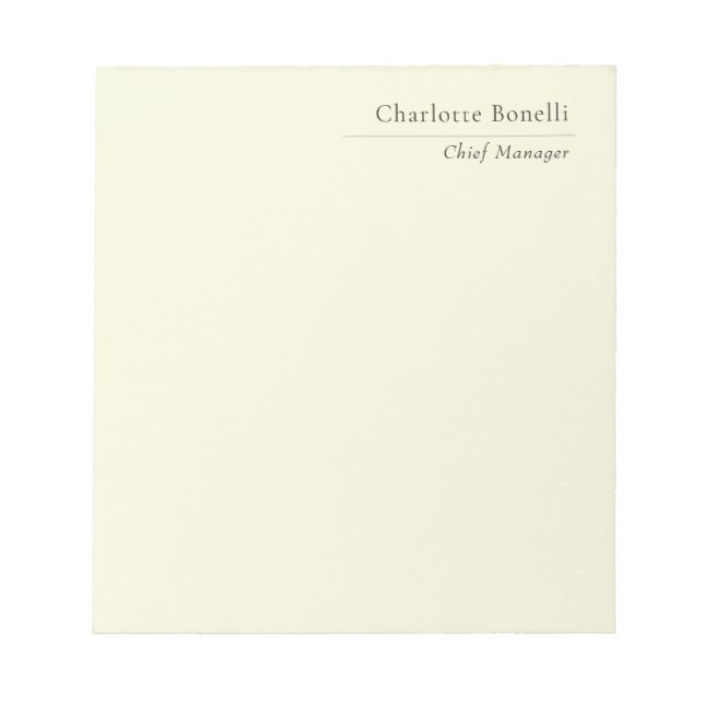 Professional Modern Minimalist Plain Beige Color Notepad (Front)