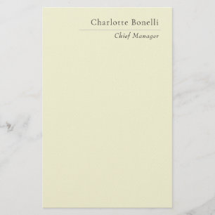 Professional Modern Minimalist Plain Beige Color Stationery