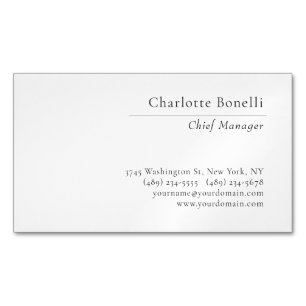 Professional Modern Minimalist Plain Black & White Magnetic Business Card