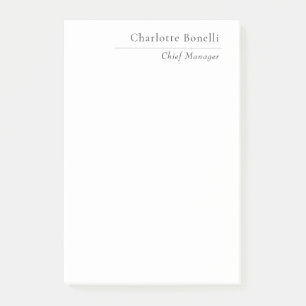 Professional Modern Minimalist Plain Black & White Post-it Notes