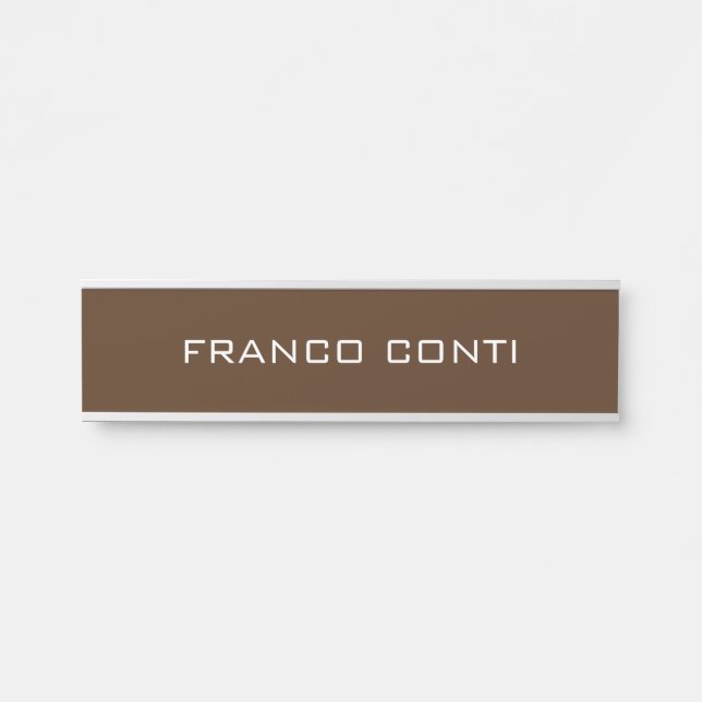 Professional Modern Minimalist Plain Brown Door Sign (Front)