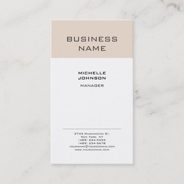 Professional Modern Minimalist Plain Business Card (Front)