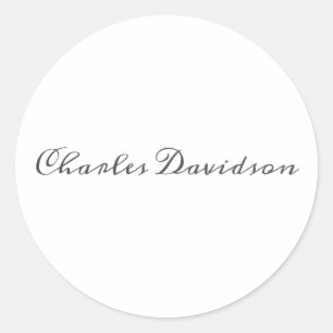 Professional Modern Minimalist Plain Calligraphy Classic Round Sticker