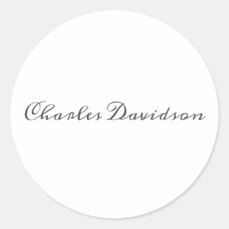Professional Modern Minimalist Plain Calligraphy Classic Round Sticker