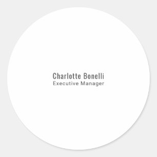 Professional Modern Minimalist Plain  Classic Round Sticker