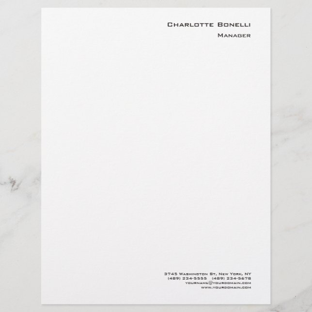 Professional Modern Minimalist Plain Custom Letterhead (Front)
