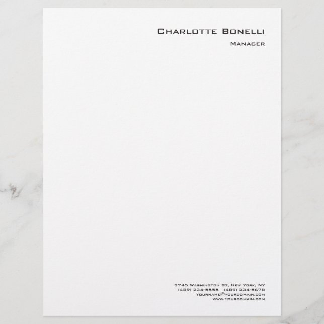 Professional Modern Minimalist Plain Custom Letterhead (Front)