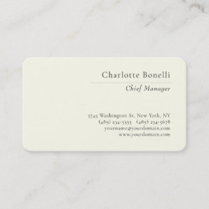 Professional Modern Minimalist Plain Ivory Color Business Card