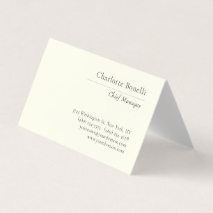 Professional Modern Minimalist Plain Ivory Color Business Card