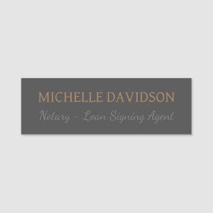 Professional Modern Minimalist Plain Notary Name Tag