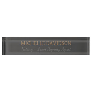 Professional Modern Minimalist Plain Notary Nameplate