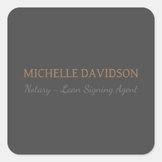 Professional Modern Minimalist Plain Notary Square Sticker