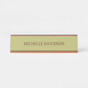 Professional Modern Minimalist Plain Olive Green Desk Name Plate