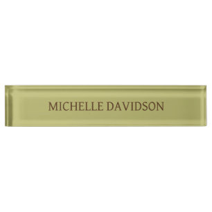 Professional Modern Minimalist Plain Olive Green Nameplate