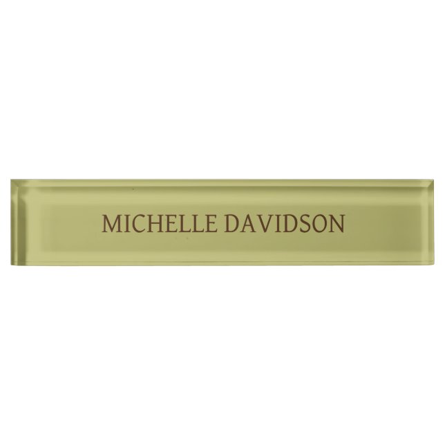 Professional Modern Minimalist Plain Olive Green Nameplate (Front)