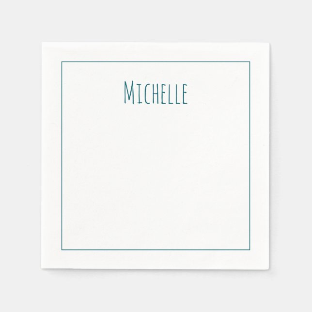 Professional Modern Minimalist Plain Own Name Napkin (Front)