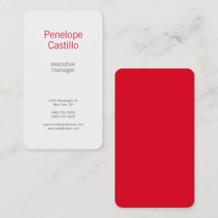 Professional Modern Minimalist Plain Red White Business Card