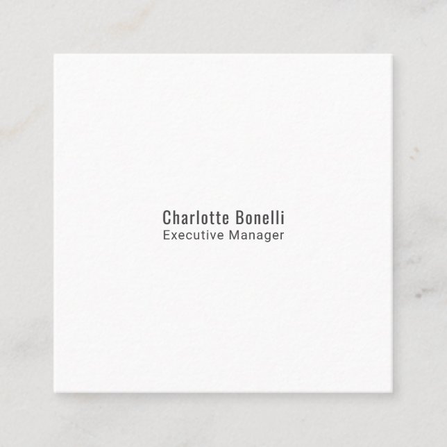 Professional Modern Minimalist Plain  Square Business Card (Front)