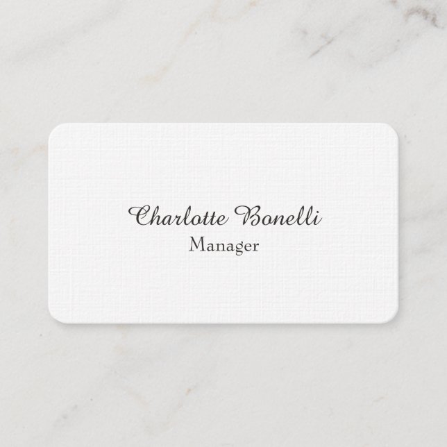 Professional Modern Minimalist Premium Linen Business Card (Front)