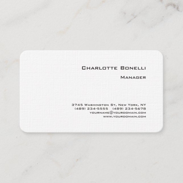 Professional Modern Minimalist Premium Linen Business Card (Front)