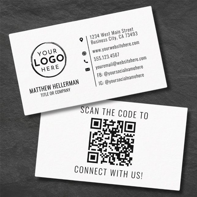 Professional Modern Minimalist QR Code Logo Business Card (Professional Modern Minimalist QR Code Logo Business Card)