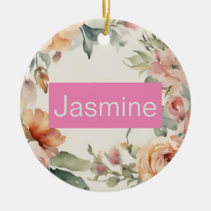 Professional Modern Minimalist Roses Floral Name Ceramic Tree Decoration