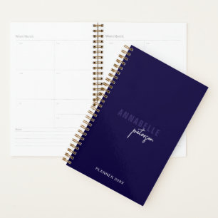 Professional Modern Minimalist Script Navy Custom Planner