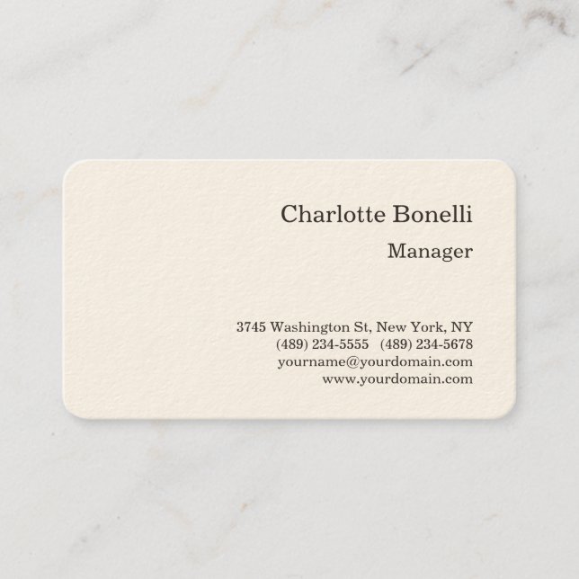 Professional Modern Minimalist Silk Cream Blue Business Card (Front)