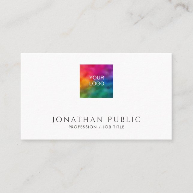 Professional Modern Minimalist Upload Your Logo to Business Card (Front)