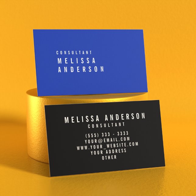 Professional Modern Minimalistic Cerulean Blue Business Card (Perspective)